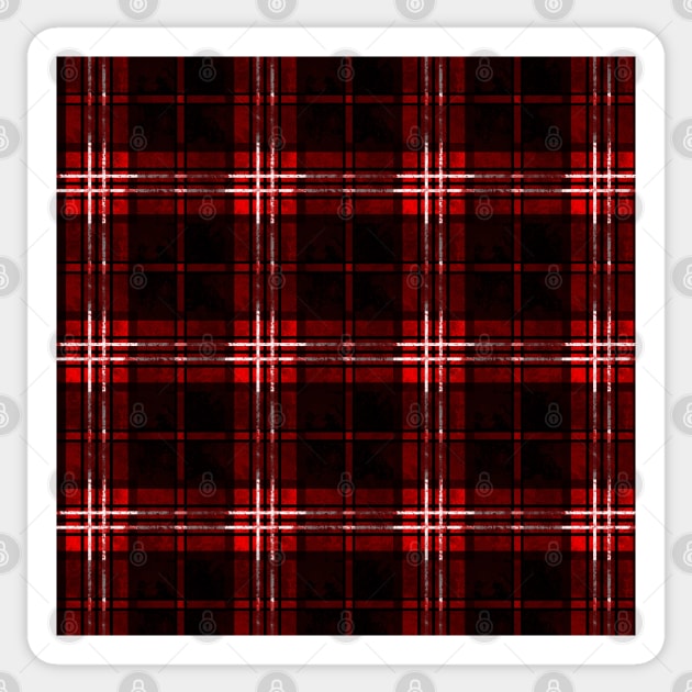 Red Black Plaid Tartan Pattern Sticker by DeneboArt